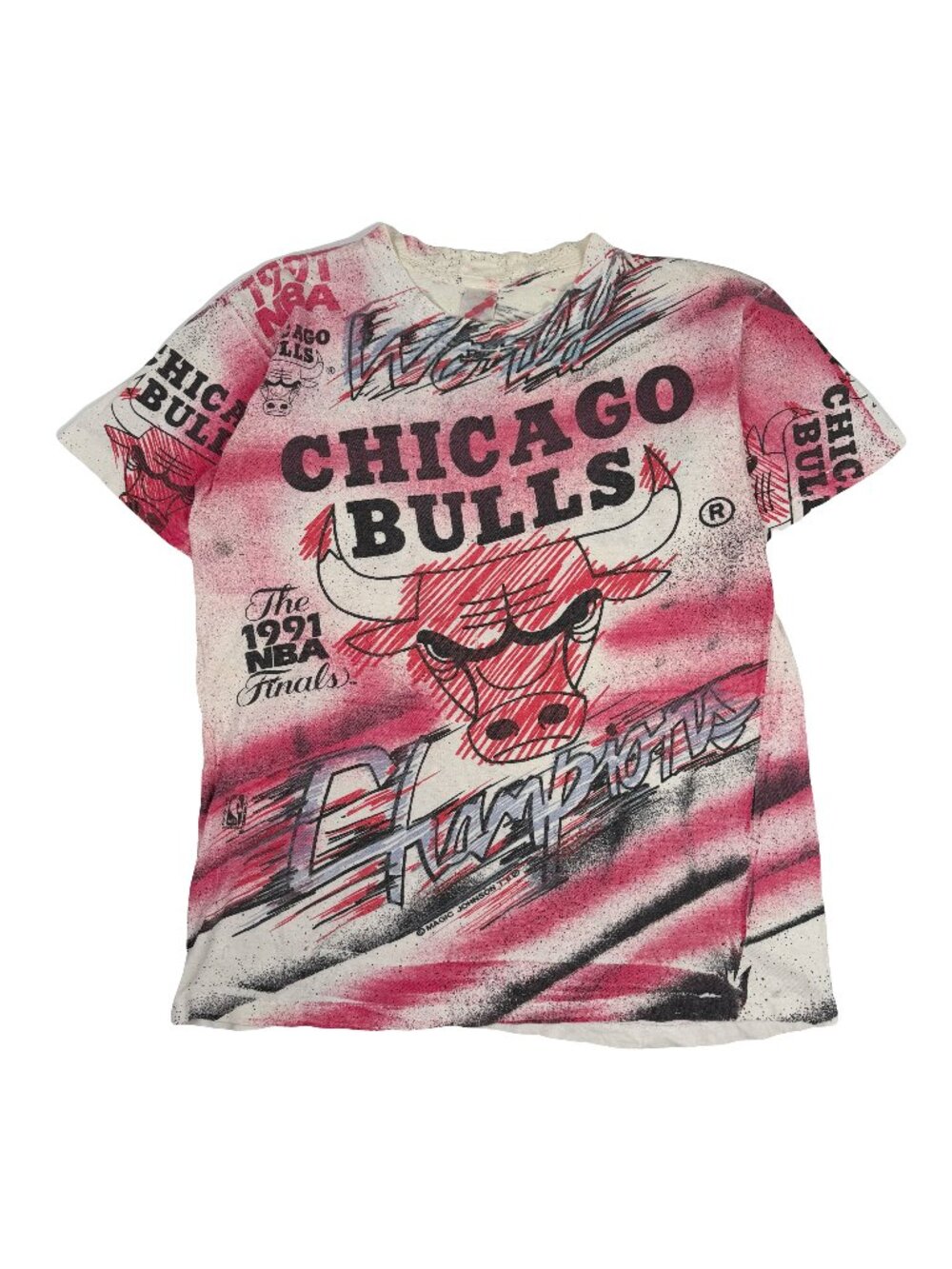 90s Magic Johnson T's Chicago Bulls AOP Tee L